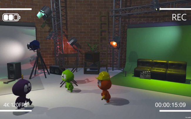 Three characters of the game gAMe40 in a film studio at the suttgart media university.