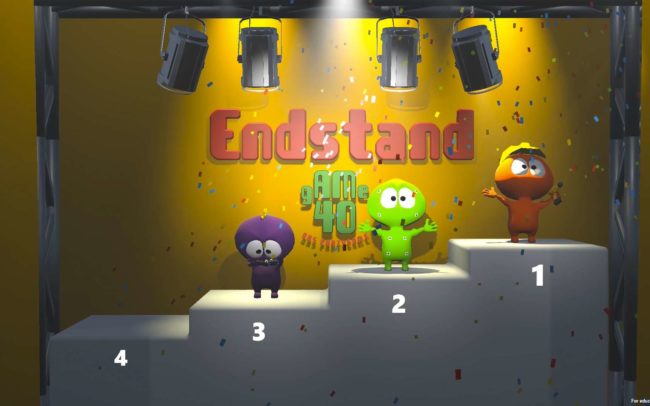 The final celebration screen for gAMe40 with confetti and different lights.