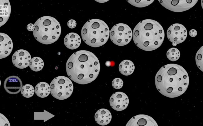 The first gamemode, a race in space, with asteroids, astronauts and the guiding light.