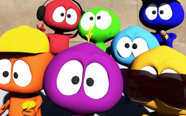 The main colorful characters of the game gAMe40 looking into the camera and posing.