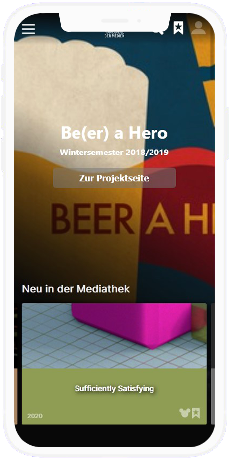 The landing page of the new media library for the Stuttgart media university.