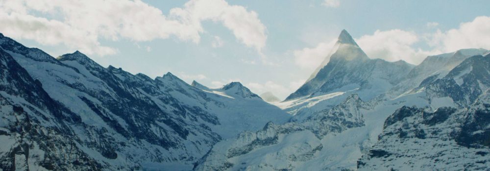 The beautiful mountain landscape on a sunny winter day.
