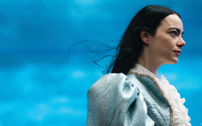 Emma Stone on the set of Poor Things in Budapest in front of the LED wall built by Adrian Weber