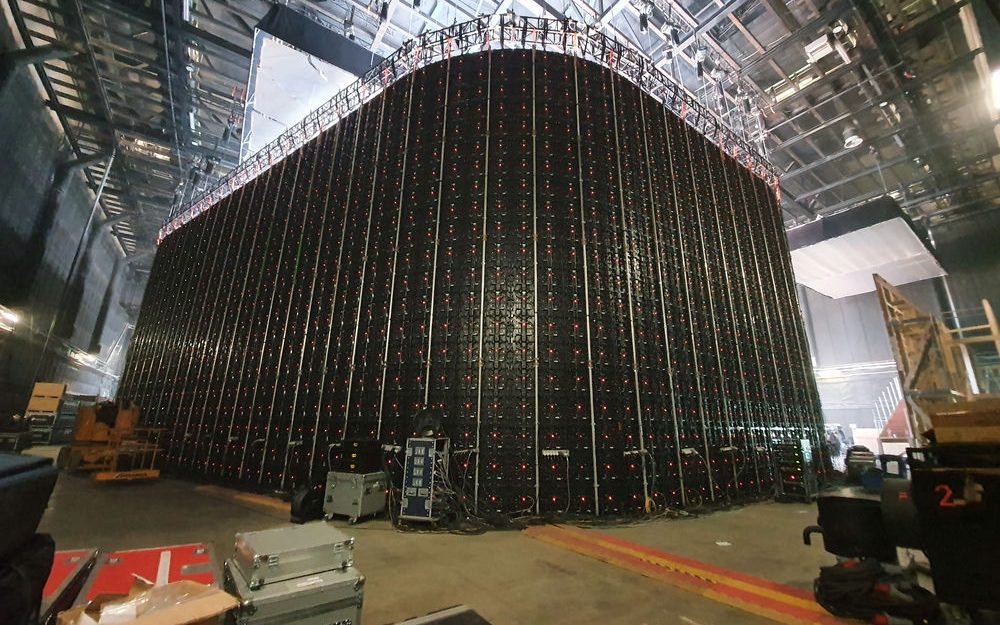 The back of the massive LED wall, setup by Adrian Weber at Origo Studios for the production of