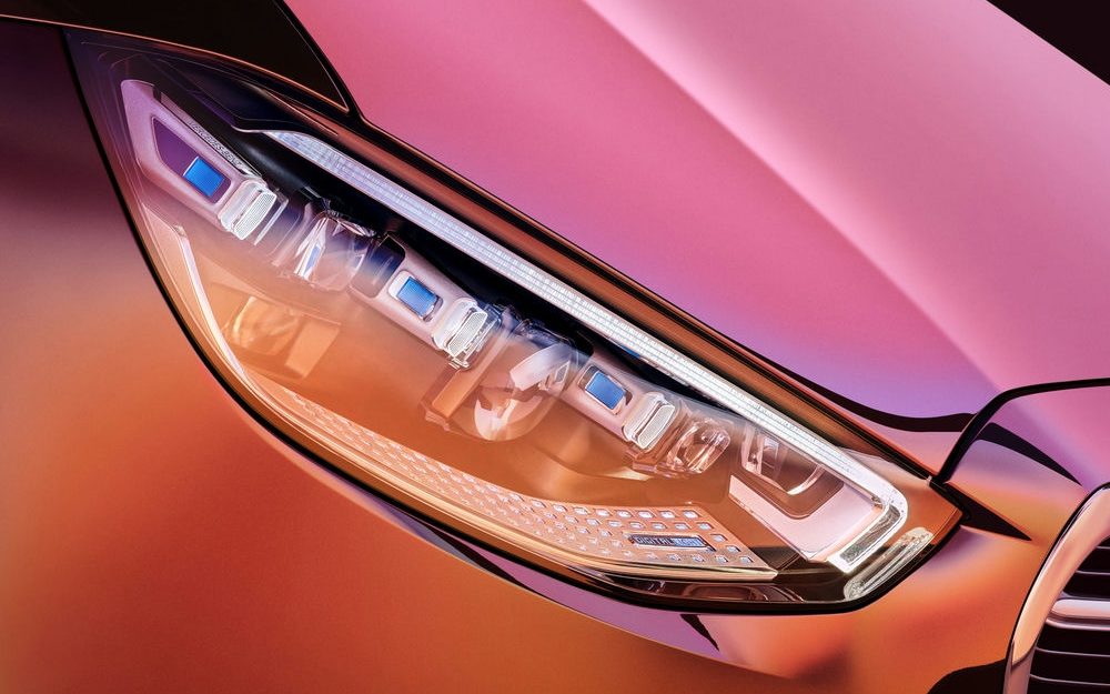 The Headlight of a Mercedes S-Class shot by Amos Fricke at Halostage with Adrian Weber