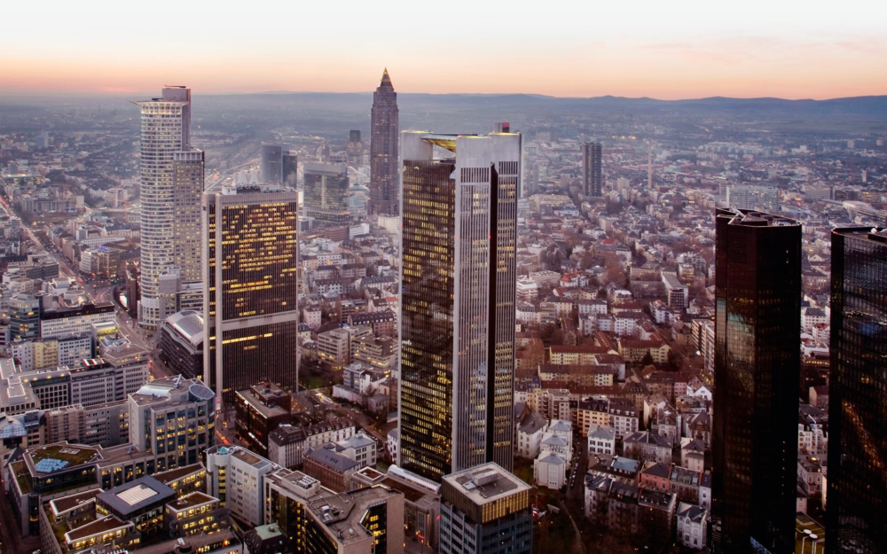 The Skyline of Frankfurt as seen from the Spark Stages in the center of the city.