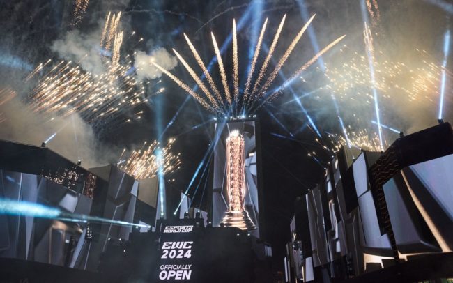 Fireworks for the Opening show of the E-Sports World Cup with Adrian Weber as the Studio Lead.
